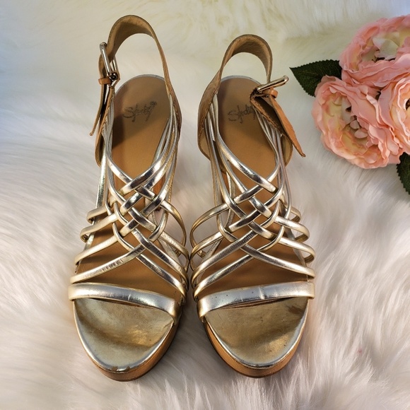 STUDIO 9 METALLIC STRAPPY HEELS SIZE 8M - Picture 3 of 8
